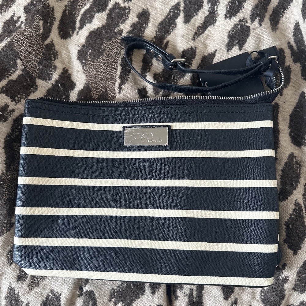 Striped Cosmetic Bag - multiple compartments